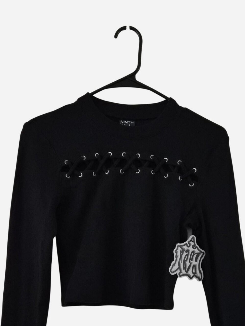 Zumiez Ninth Hall Krystie Lace Up Black Long Sleeve Crop T-shirt Womens